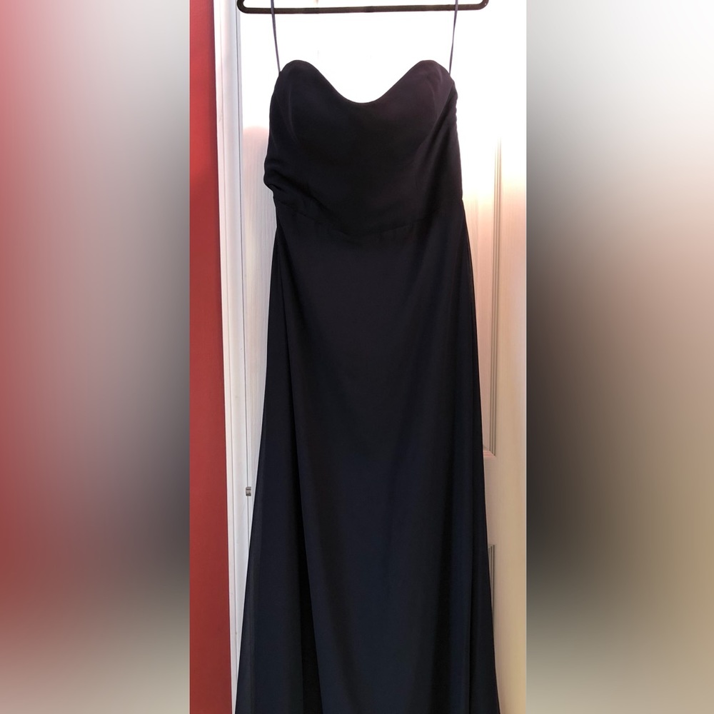Amsale Navy Blue Strapless Gown